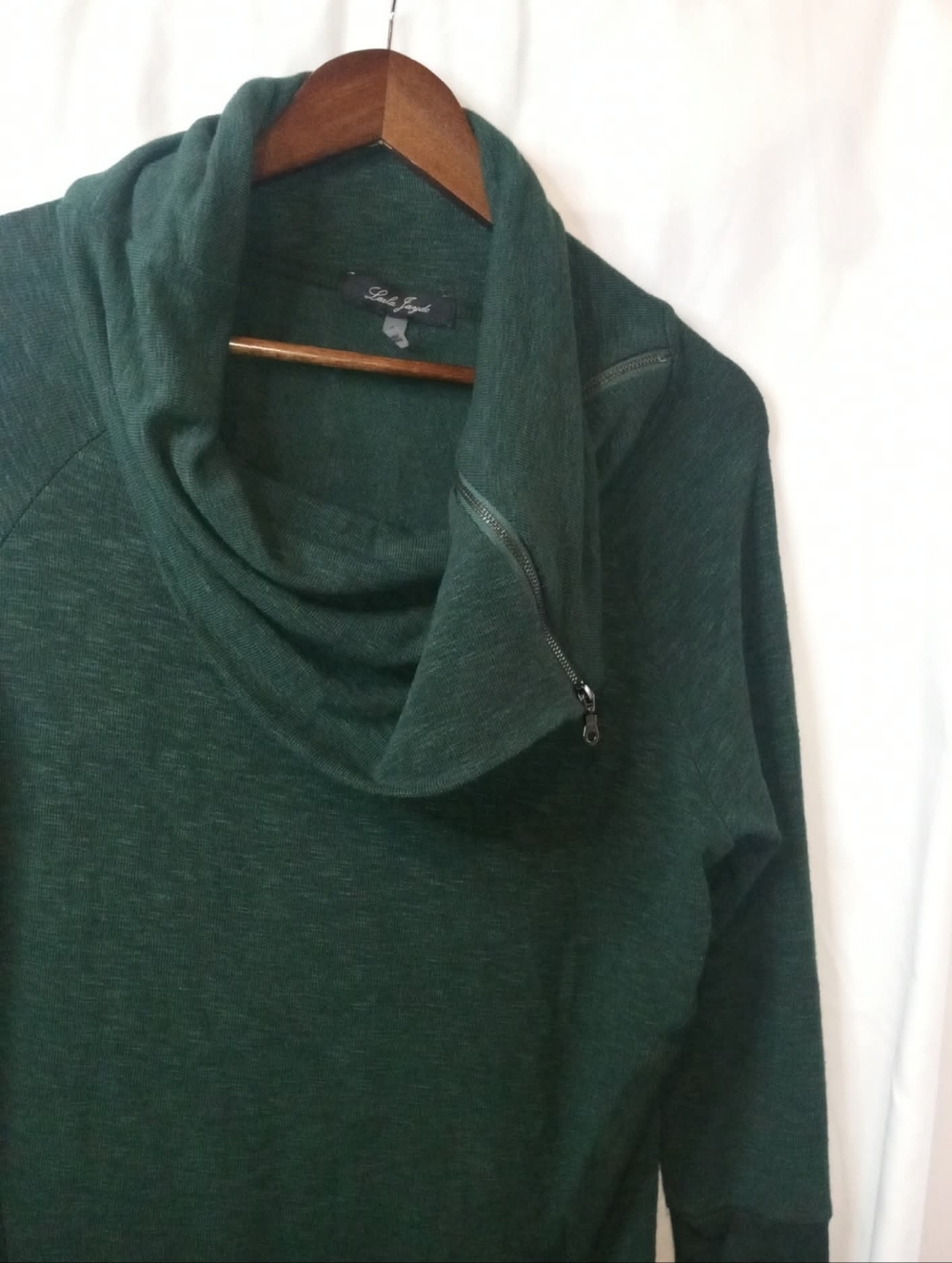 Laila Jayde Busby Maternity Green Draped Cowl Zipper Neck Sweater Medium Office - Picture 3 of 5
